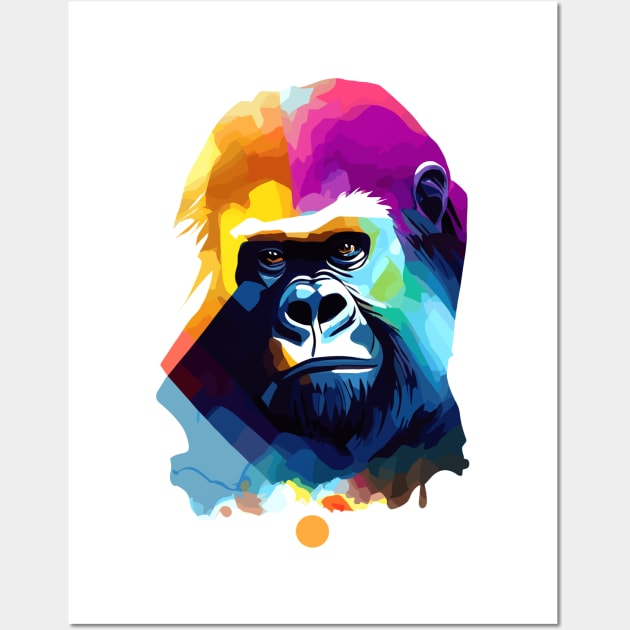 Gorilla Ape Wild Nature Animal Colors Wall Art by Cubebox